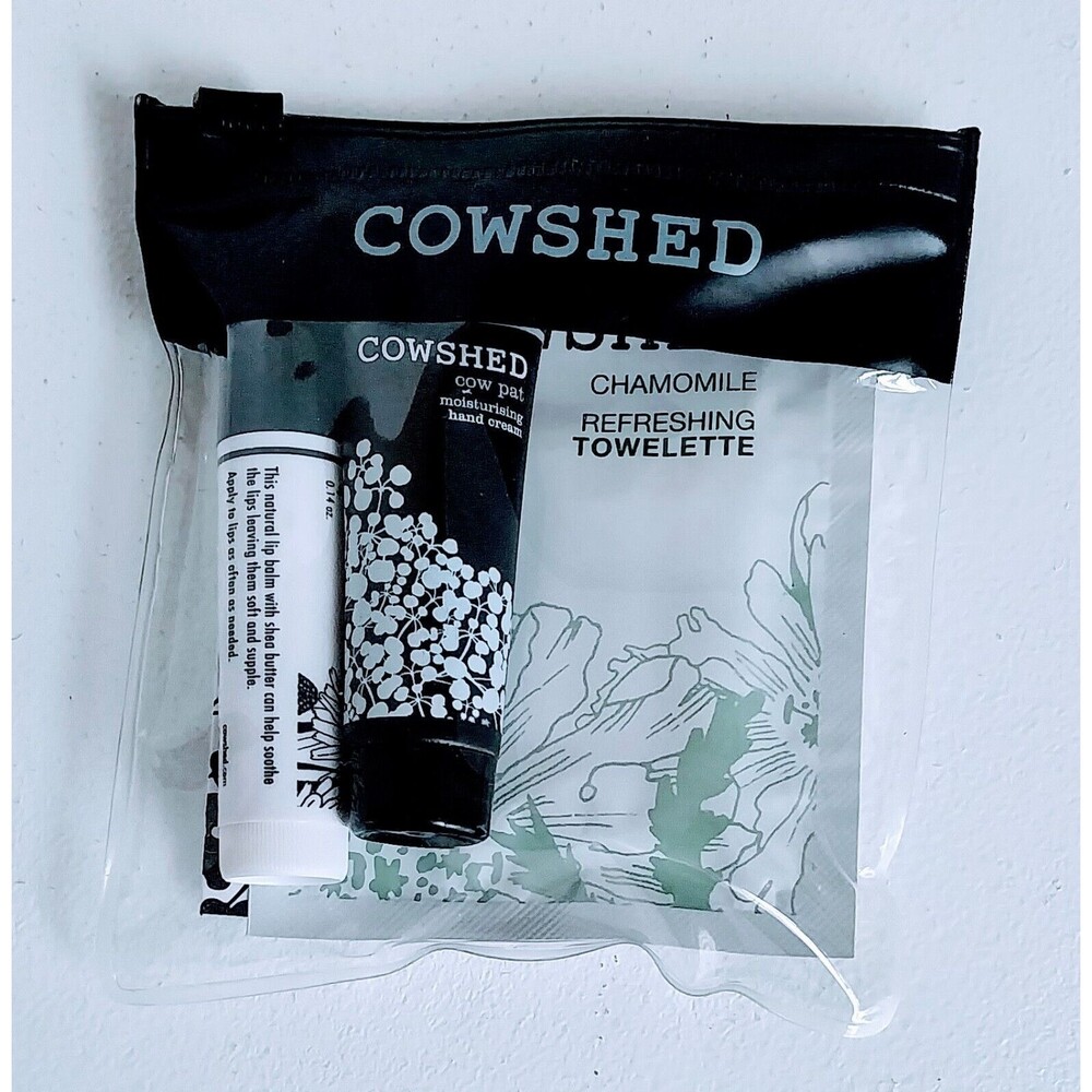 Cowshed Mini Travel Hand Cream Lip Balm Chamomile Towelette Reusable Zip Pouch